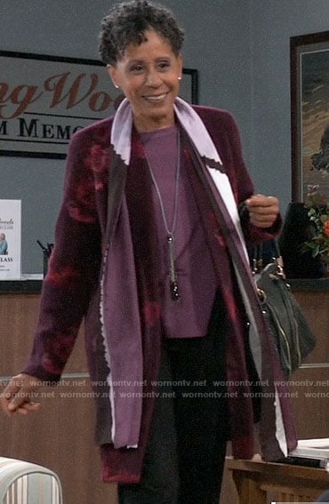 Stella's burgundy floral jacket on General Hospital