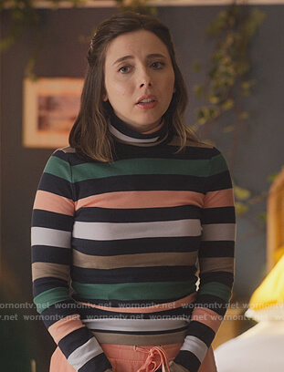 Izzy's striped turtleneck top on Dollface