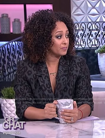 Tamera's green leopard print blazer on The Real