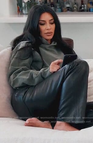 Kim's teal hoodie on Keeping Up with the Kardashians