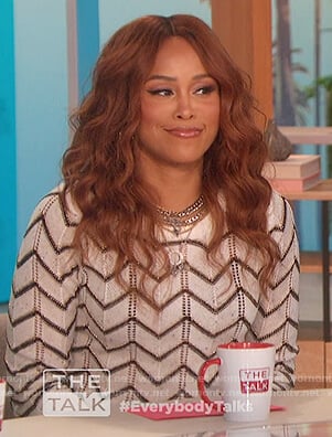 Eve's white zig-zag sweater on The Talk