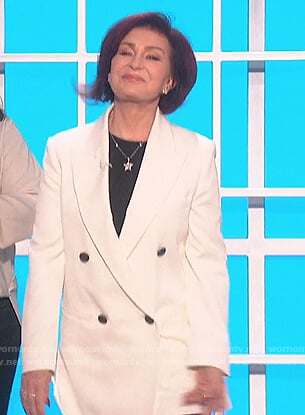 Sharon's white double breasted blazer on The Talk
