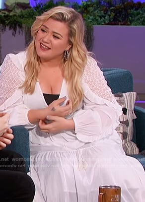 Kelly's white tassel tie dress on The Kelly Clarkson Show