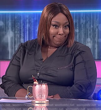 Loni's smocked waist jumpsuit on The Real