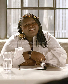 Becky's white puff sleeve blouse on Empire