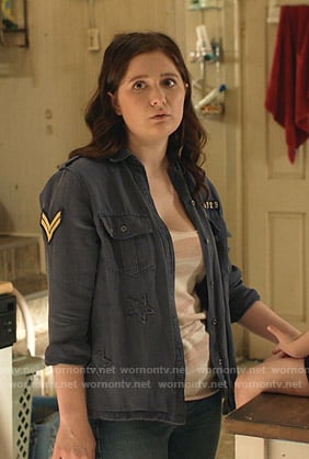 Debbie's navy military shirt on Shameless