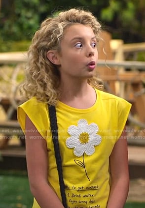 Destiny's yellow floral applique tee on Bunkd