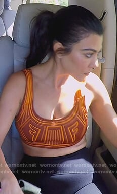 Kourtney's brown contrast sports bra on Keeping Up with the Kardashians