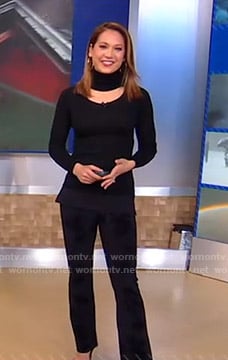 Ginger's black cutout top and floral print pants on Good Morning America