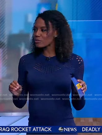 Janai's blue eyelet long sleeve dress on Good Morning America
