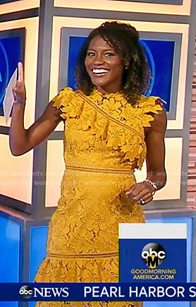 Janai's yellow floral lace dress on Good Morning America