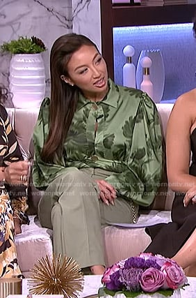Jeannie's green printed blouse and pants on The Real
