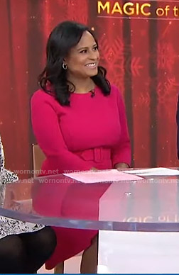 Kristen Welker's pink belted flare dress on Today