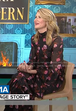 Laura Dern's black floral tiered dress on Today