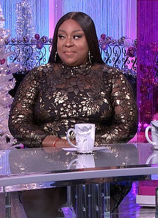 Loni's metallic floral dress on The Real