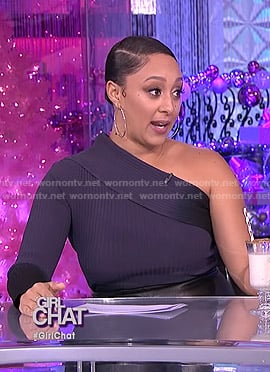 Tamera's ombre one-shoulder ribbed top on The Real