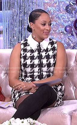 Tamera's houndstooth print sleeveless dress on The Real
