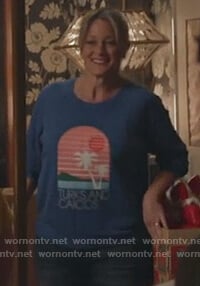 Stef's blue island print sweatshirt on Good Trouble