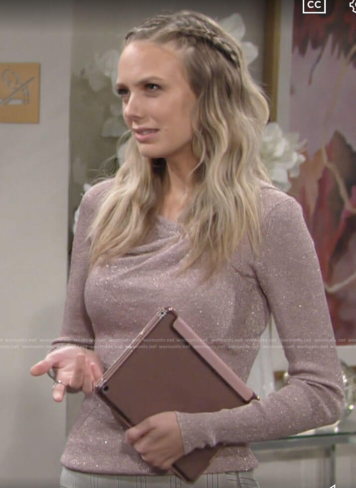 Abby's metallic sweater on The Young and the Restless