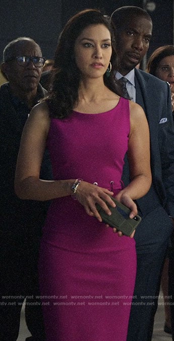 Alison's pink dress with lace-up waist on The Morning Show