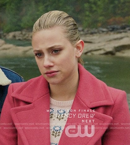 Betty's pink floral sweater and coat on Riverdale