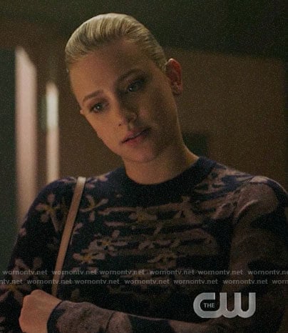 Betty's purple floral and striped sweater on Riverdale