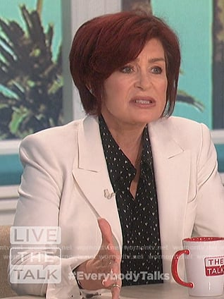 Sharon's black heart print shirt on The Talk