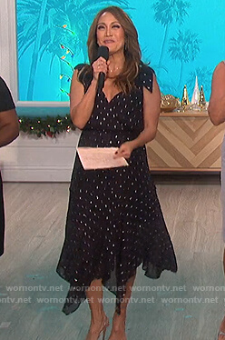 Carrie's navy metallic dress on The Talk