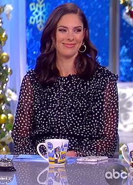 Abby's black sheer dot ruffle dress on The View