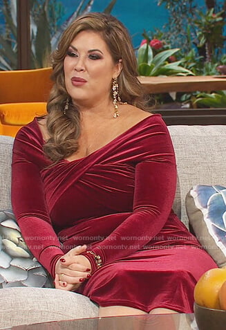 Emily's burgundy velvet dress on The Real Housewives of Orange County