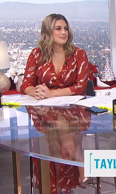 Carissa's metallic print wrap dress on E! News Daily Pop