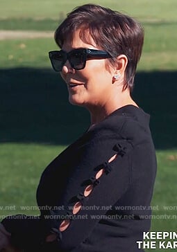 Kris's black square sunglasses on Keeping Up with the Kardashians