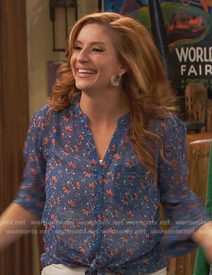 Chelsea's blue floral blouse on Ravens Home