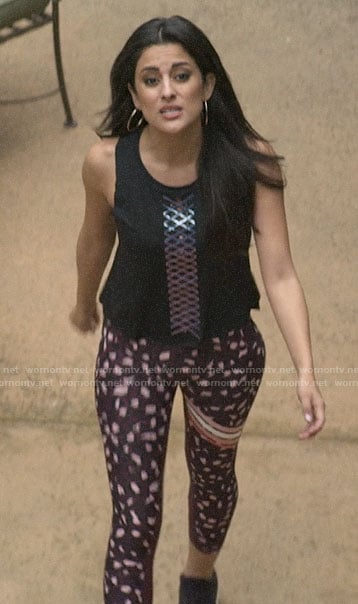 Delilah's metallic detail tank top and leopard leggings on You