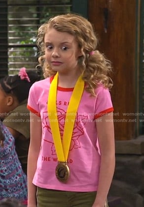 Destiny's pink rose print tee on Bunkd