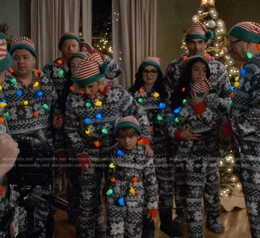 The Dunphy Family's Christmas onesies on Modern Family