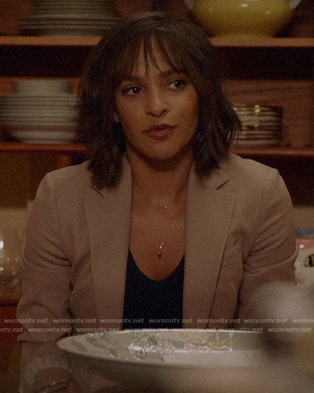 Edie's camel suit on Almost Family