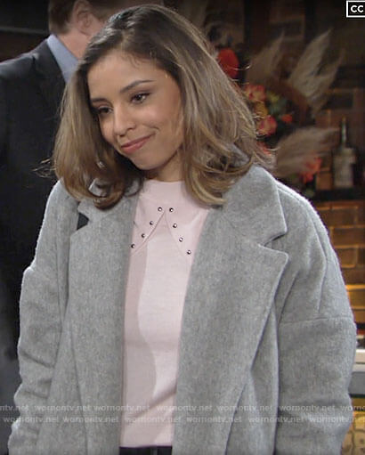 Elena's pink studded sweater on The Young and the Restless
