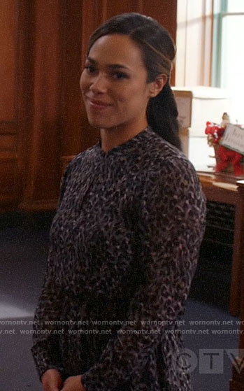 Emily's grey leopard print dress on All Rise