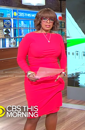 Gayle's red long sleeve dress on CBS This Morning