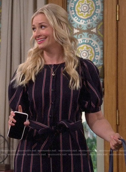Gemma's striped jumpsuit on The Neighborhood