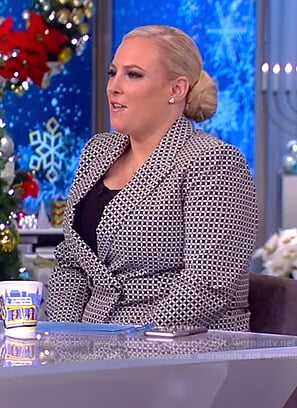 Meghan's geometric print blazer and pants on The View
