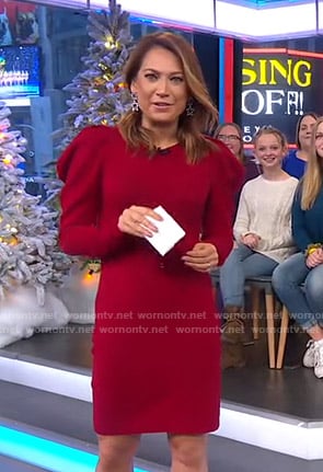 Ginger's red puff sleeve knit dress on Good Morning America