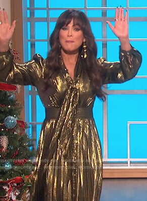 Marie's gold metallic tie dress on The Talk