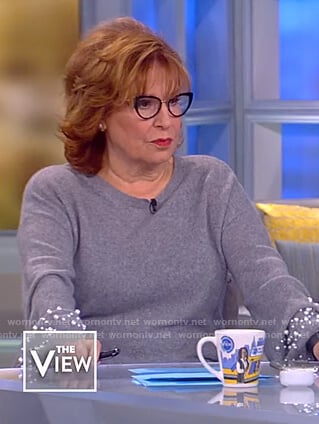 Joy's gray pearl embellished sweater on The View