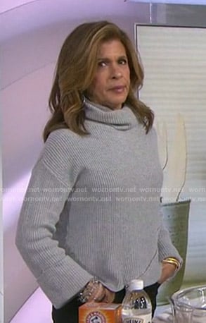 Hoda's grey zip-detail turtleneck sweater on Today