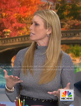 Jill's metallic ribbed sweater and embellished pants on Today