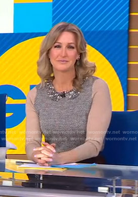 Lara's embellished collar sweater on Good Morning America