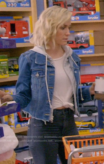 Kristin's hooded denim jacket on A Very Merry Cavallari