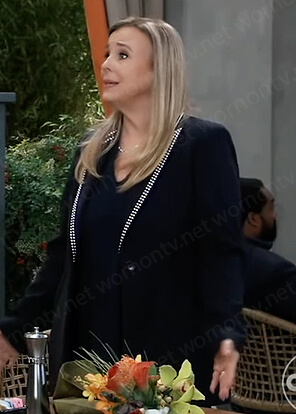 Laura's studded trim blazer on General Hospital